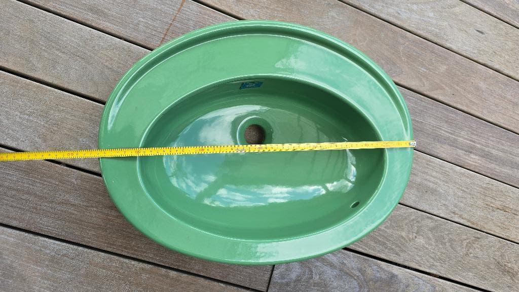 Villeroy & Boch groene lavabo – vintage retro wastafel, Huis en Inrichting, Ophalen, 50 tot 100 cm, Zo goed als nieuw, Minder dan 100 cm