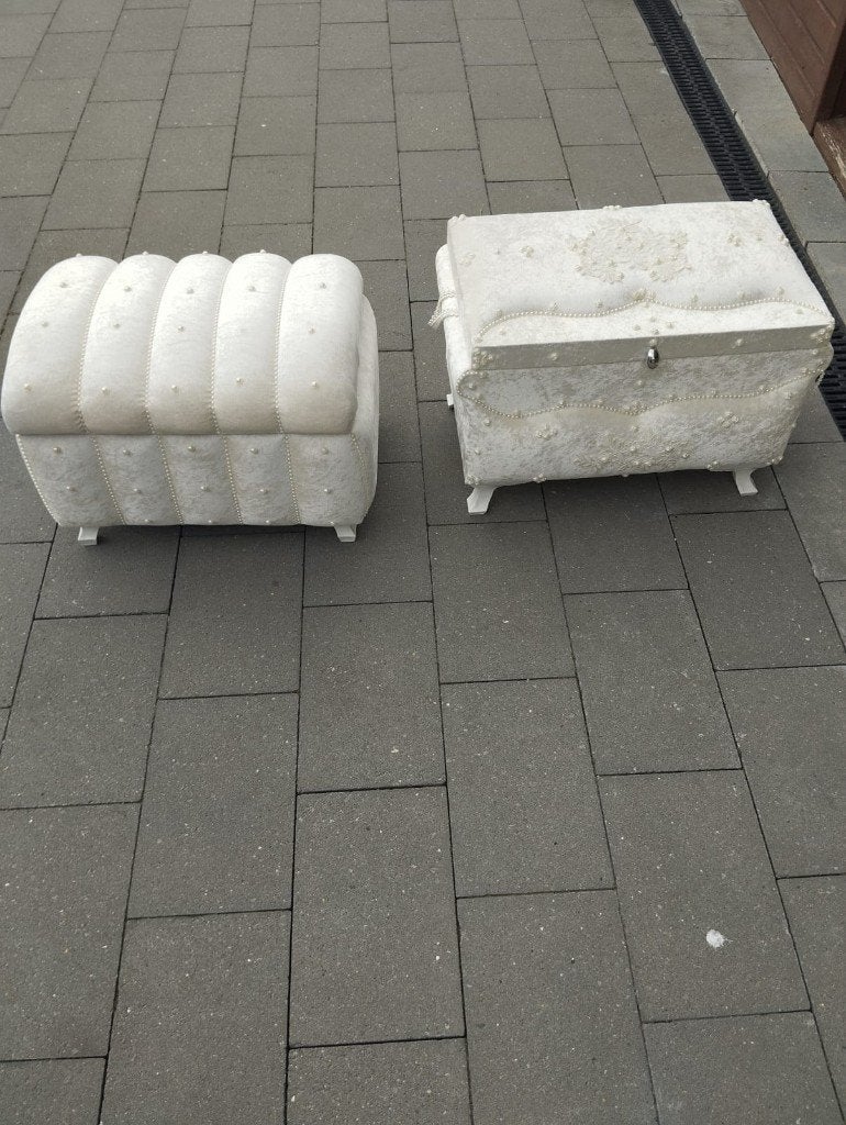 2 apparte Opbergkisten met luxe pareldecoratie TOPSTAAT, Huis en Inrichting, Ophalen, Minder dan 50 cm, 50 tot 100 cm, Teakhout