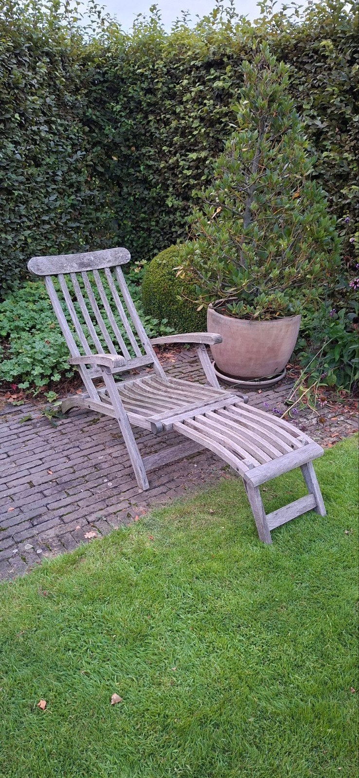 2 ligzetels teak, met kussens, Enlèvement, Utilisé, Bois, Pliant