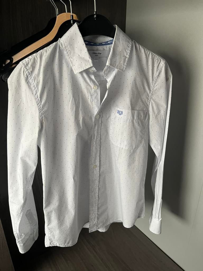 Hemd met blauwe stippen, Kinderen en Baby's, Kinderkleding | Maat 164, Ophalen, Zo goed als nieuw, Jongen, Overhemd of Blouse