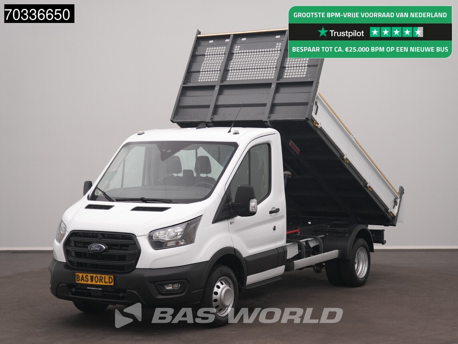 Ford Transit 165pk Kipper Dubbellucht 3,5t Trekhaak Airco Ca, Stof, 4 cilinders, Wit, Bedrijf