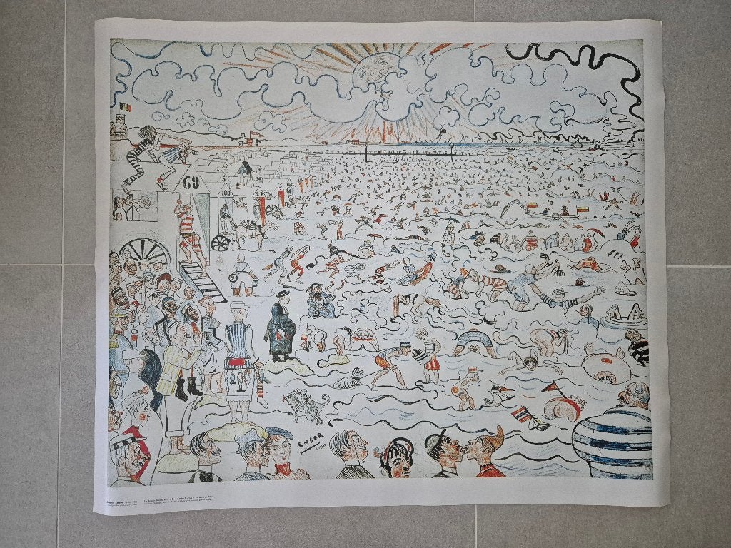 Poster Baden van Oostende James Ensor 82,5 cm x 70 cm, Ophalen, 50 – 75, Nieuw, 75 tot 100 cm