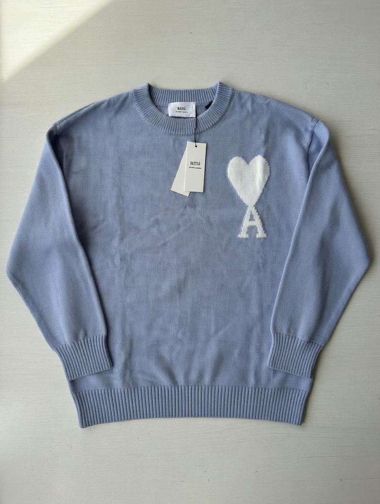 AMI Paris Ami de Coeur Crewneck Trui | Sky Blue | Maat M, Verzenden, Nieuw, Maat 48/50 (M), Blauw