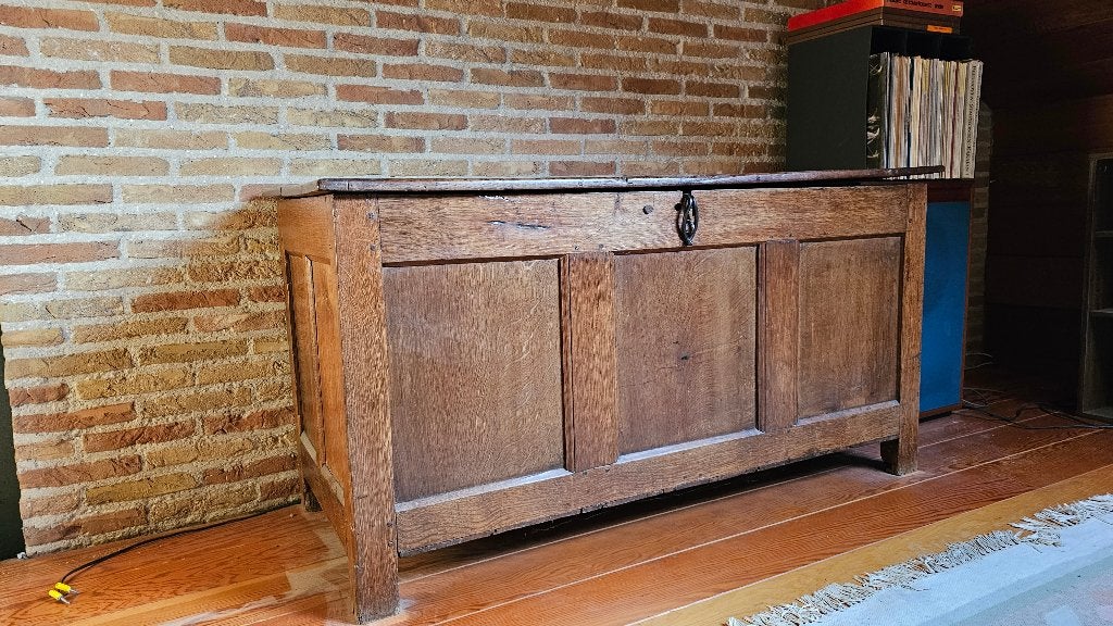 Grote oude houten opbergkast met klep – landelijke stijl, Ophalen