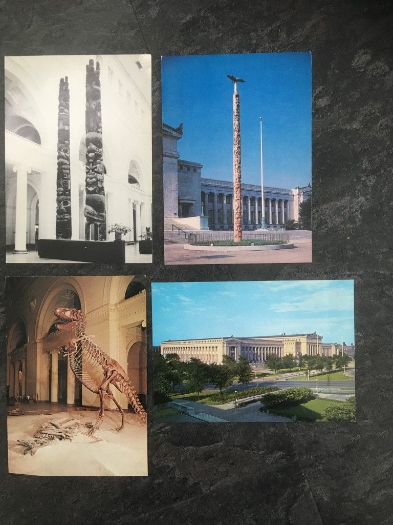 4 cartes postales Chicago - Musée d'histoire naturelle Field, Enlèvement ou Envoi