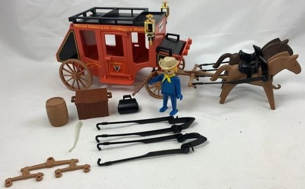 Playmobil 3245 Stagecoach Wells Fargo Klicky Vintage 1977, Envoi, Comme neuf, Ensemble complet