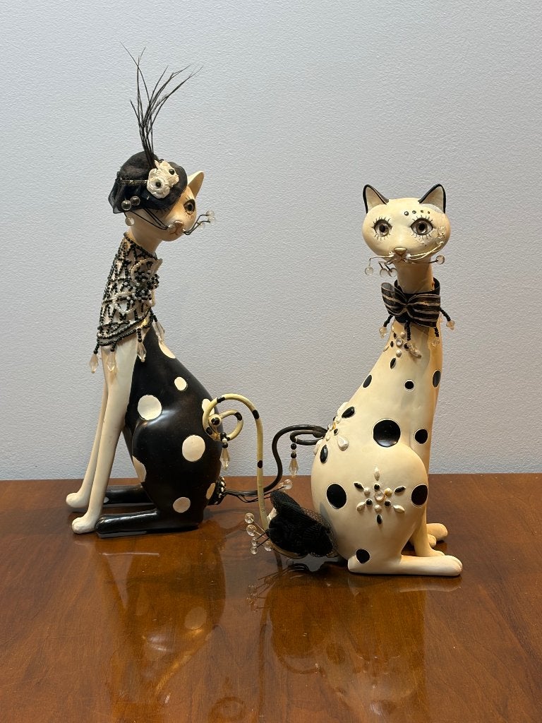 Set van 2 Exclusieve Vintage Kattenbeelden - Whimsical Stij, Enlèvement ou Envoi, Utilisé, Animal