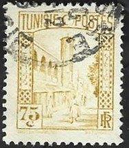 1 Postzegel Tunesië 1931 Halfaouine Moskee, Postzegels en Munten, Postzegels | Afrika, Ophalen of Verzenden, Tunesië, Gestempeld