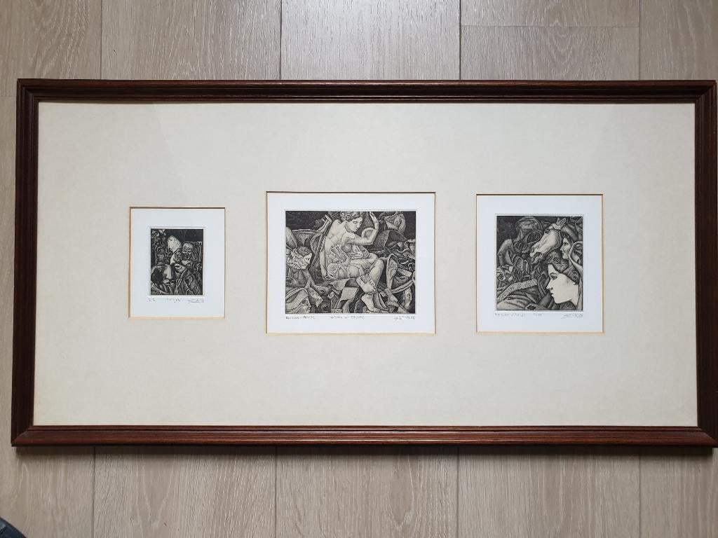 pentekening compositie 1986 art Eric Heyninck, Ophalen, Gesigneerd