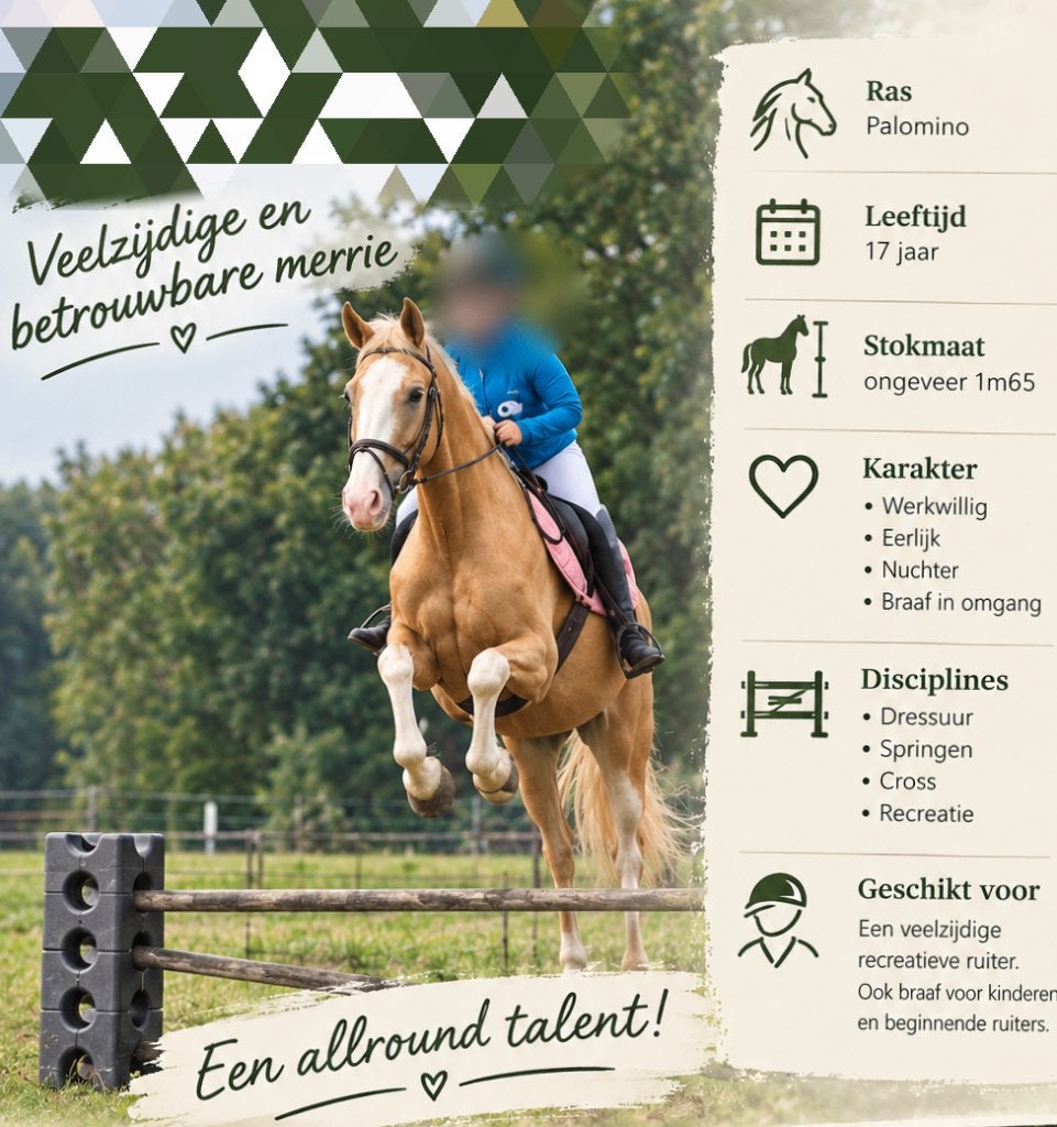 Veelzijdige betrouwbare merrie, Animaux & Accessoires, B, Avec puce électronique, 11 ans ou plus, 165 à 170 cm