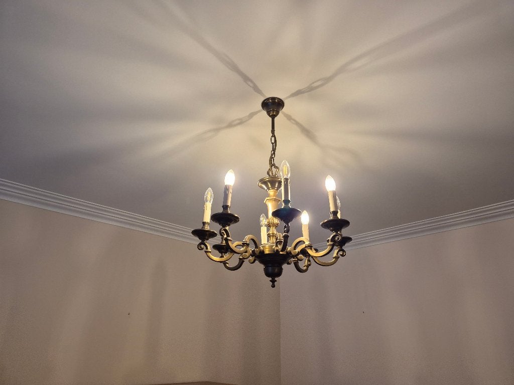 Lustre flamand classique — laiton massif, Enlèvement ou Envoi, Utilisé, Métal, E14 (petit)