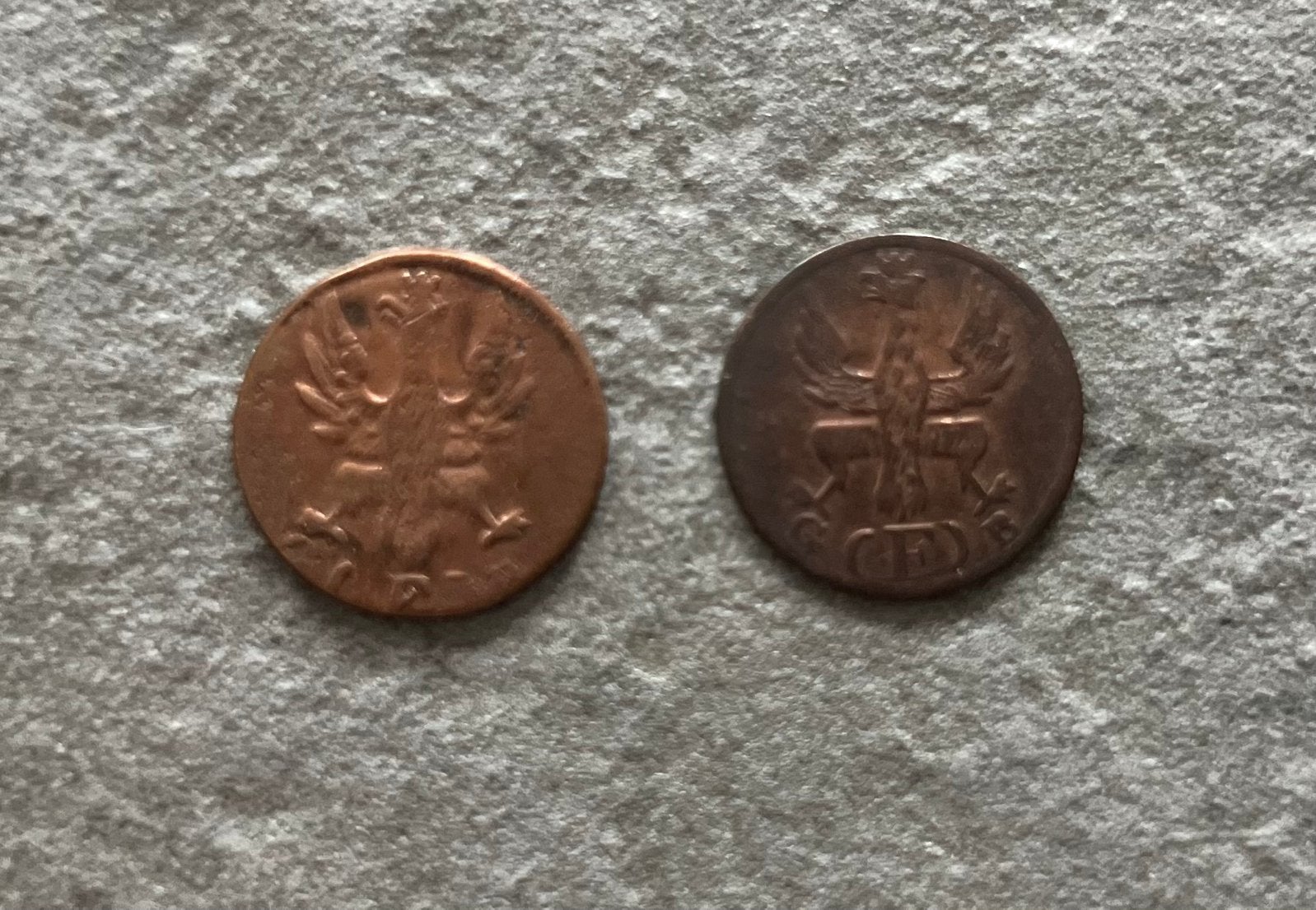Lot de 2 monnaies 1 Heller 1821 & 1822, Francfort, Allemagne, Enlèvement ou Envoi, Allemagne