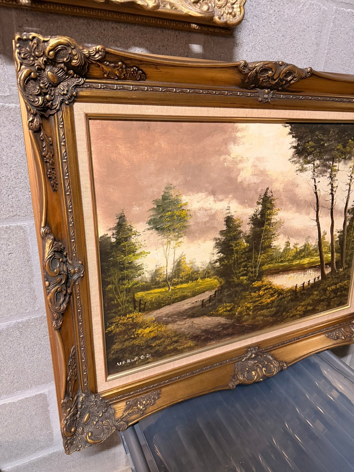 Vintage schilderij incl kader VERLEER, Antiek en Kunst, Kunst | Schilderijen | Klassiek, Ophalen