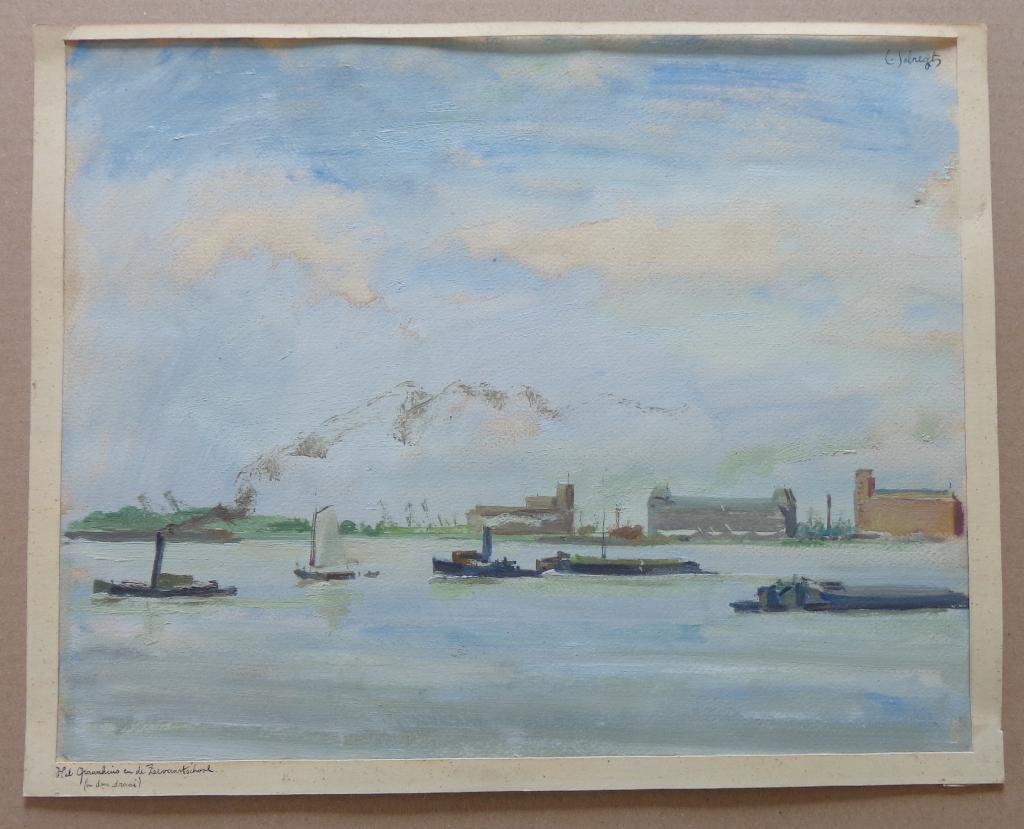 LODE SEBREGTS / ANTWERPEN SCHELDE / ORIGINEEL WERK / 28x35cm, Enlèvement ou Envoi