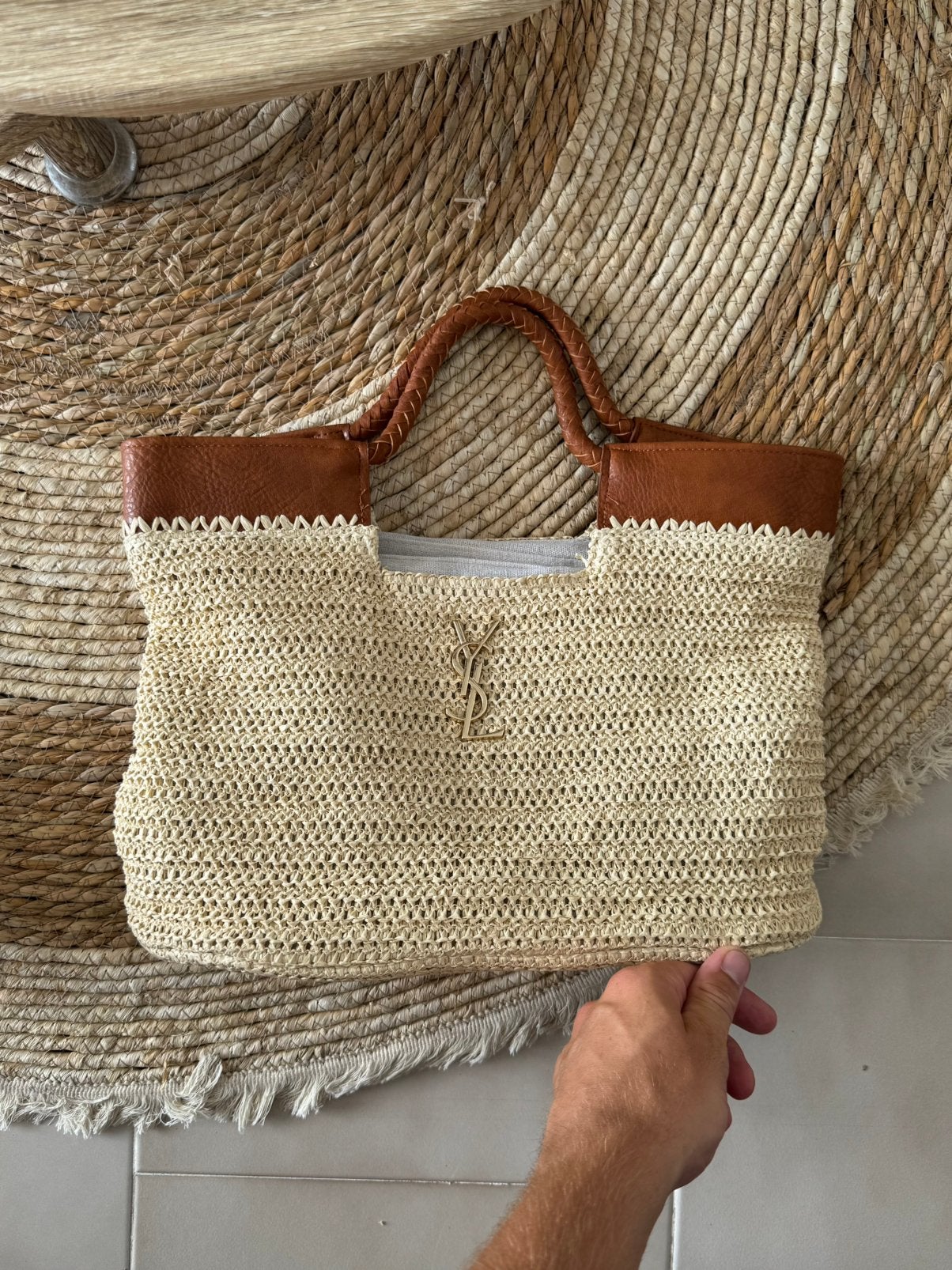 Saint Laurent YSL Raffia Tote Handtas, Handtassen en Accessoires, Tassen | Damestassen, Ophalen of Verzenden, Nieuw, Handtas