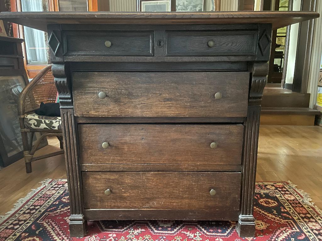 Vintage dressoir, Gebruikt, 100 tot 150 cm, Eikenhout, Met lade(s)