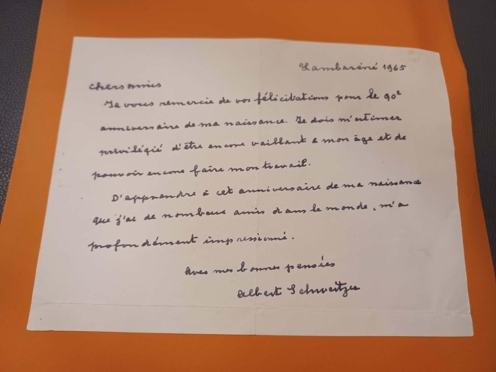 Handtekening van Dr. Albert Schweitzer, 1960 tot 1980, Gebruikt, Foto, Ophalen of Verzenden