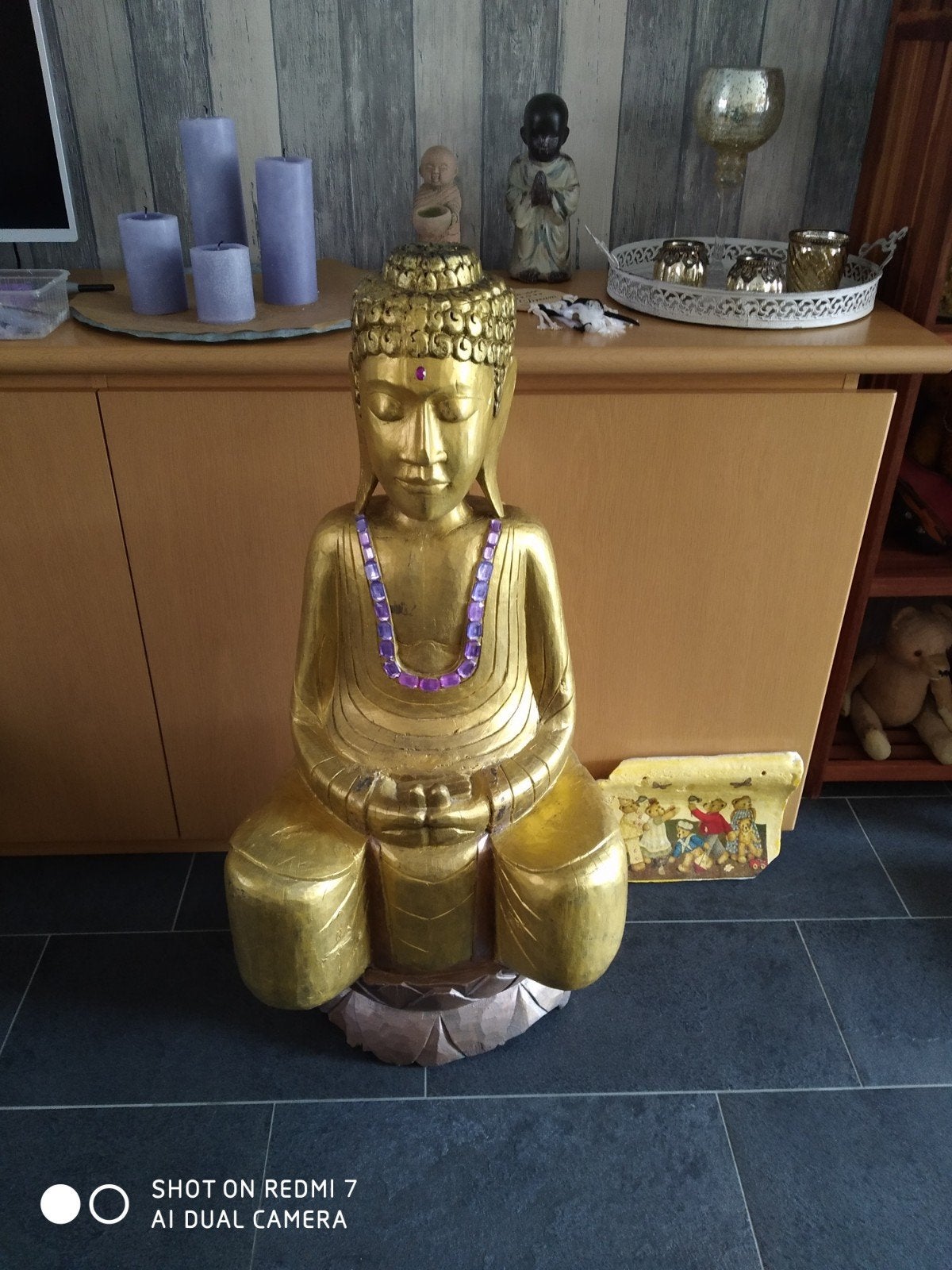 Belle grande statue de Bouddha en bois, Enlèvement