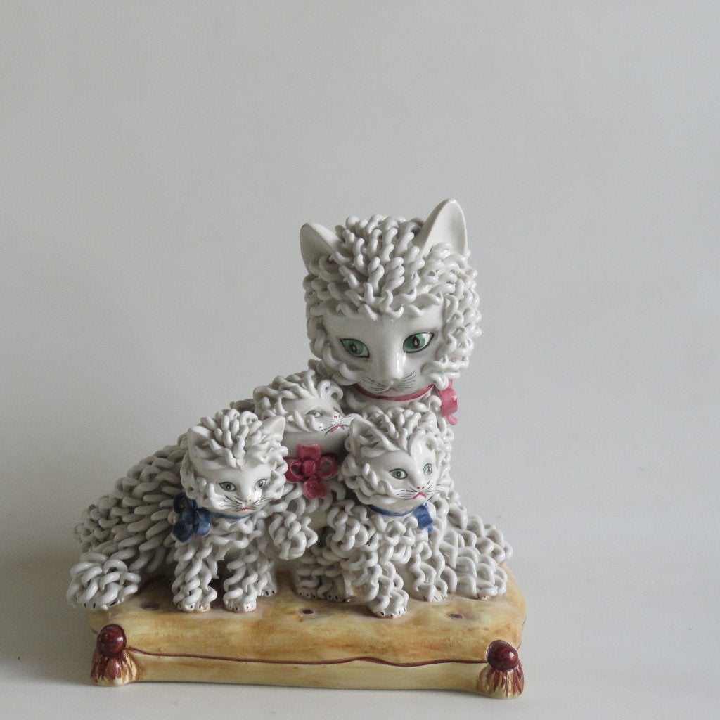 Italiaans majolica spaghetti kat en kittens kussen 1950, Antiek en Kunst, Ophalen of Verzenden
