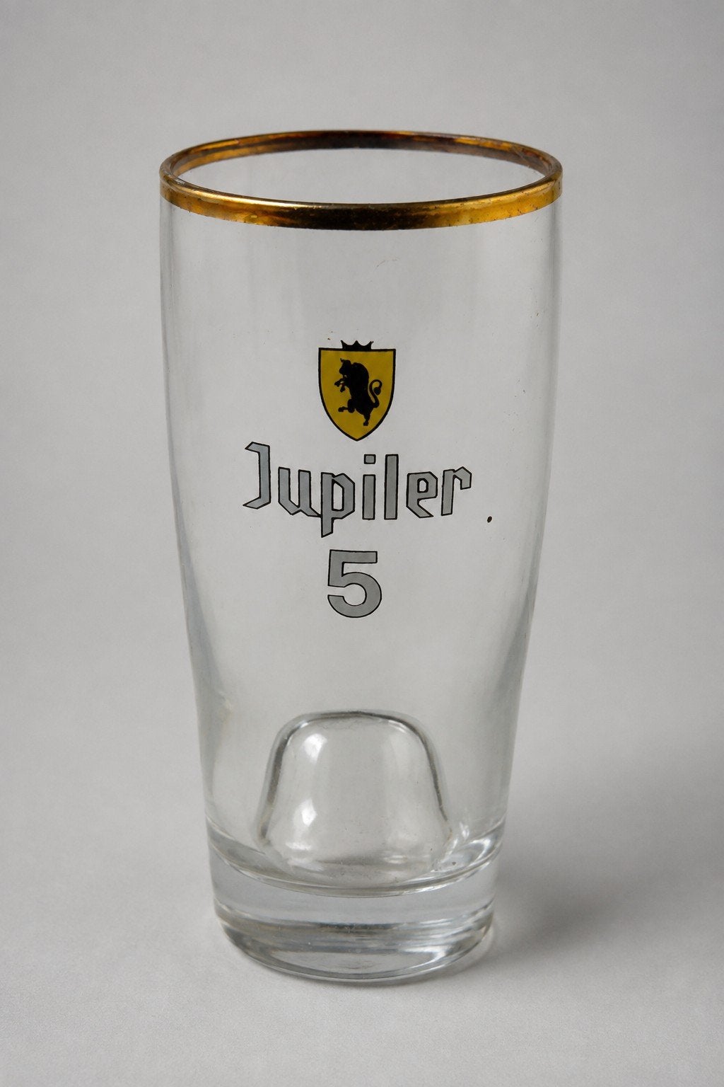 Verre à bière Vintage Jupiler 5 avec bord doré - Années 1960, Enlèvement ou Envoi, Jupiler