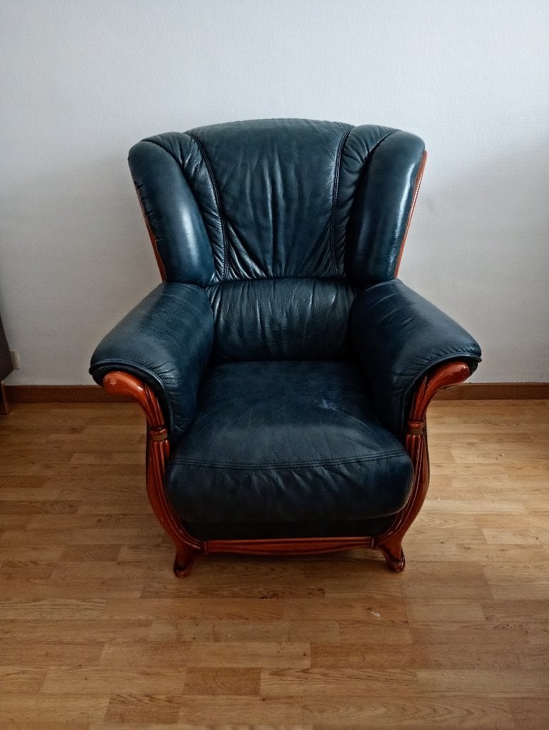 Leren Fauteuil(s), 75 à 100 cm, Enlèvement, Utilisé, Bois