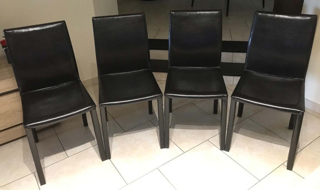 Zwarte stoelen, Maison & Meubles, Comme neuf, Enlèvement, Quatre, Noir