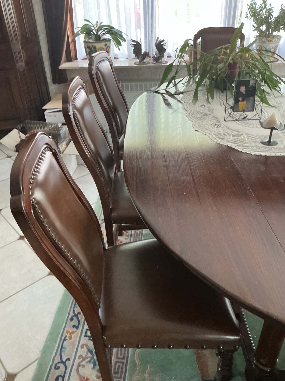 Vol EIKEN grote tafel en 8 stoelen, Antiek en Kunst, Ophalen