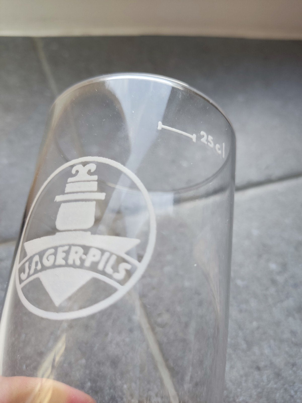 Set van 2 Jager Pils Ribbelglazen, Ophalen, Zo goed als nieuw, Bierglas