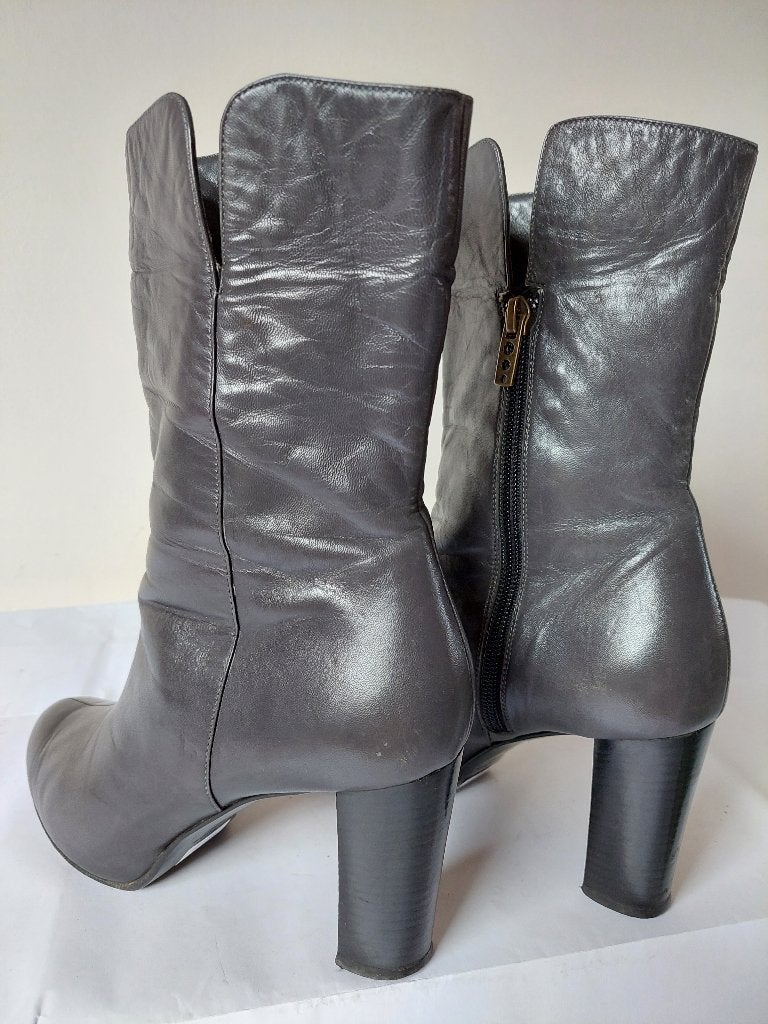 933B* Dolce & Gabbana-sexy boots gris tout cuir (37), Dolce & Gabbana, Porté, Bottes hautes, Noir