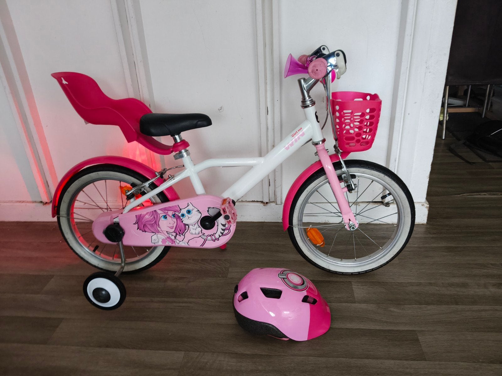 16 inch meisjesfiets, Fietsen en Brommers, Ophalen, Zijwieltjes, 16 tot 20 inch, Velgrem