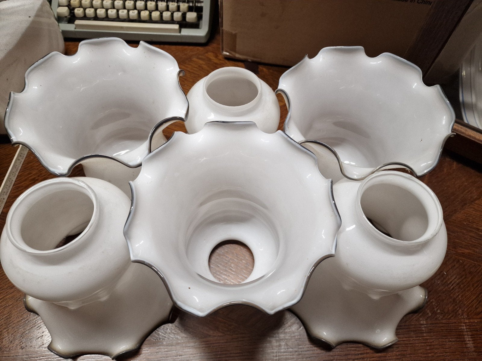6x vintage opaline melk glas lampenkap, Antiek en Kunst, Ophalen