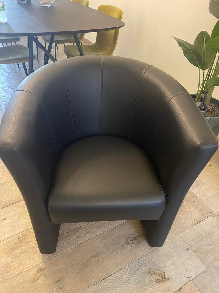 Cuir noir Club, Maison & Meubles, Fauteuils, Moins de 75 cm, Tissus, Enlèvement, Utilisé