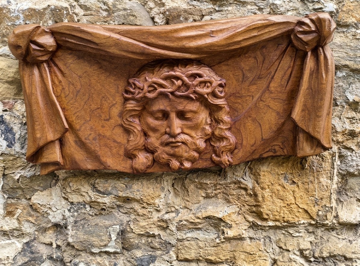 Ancien Panneau en bois avec Jésus