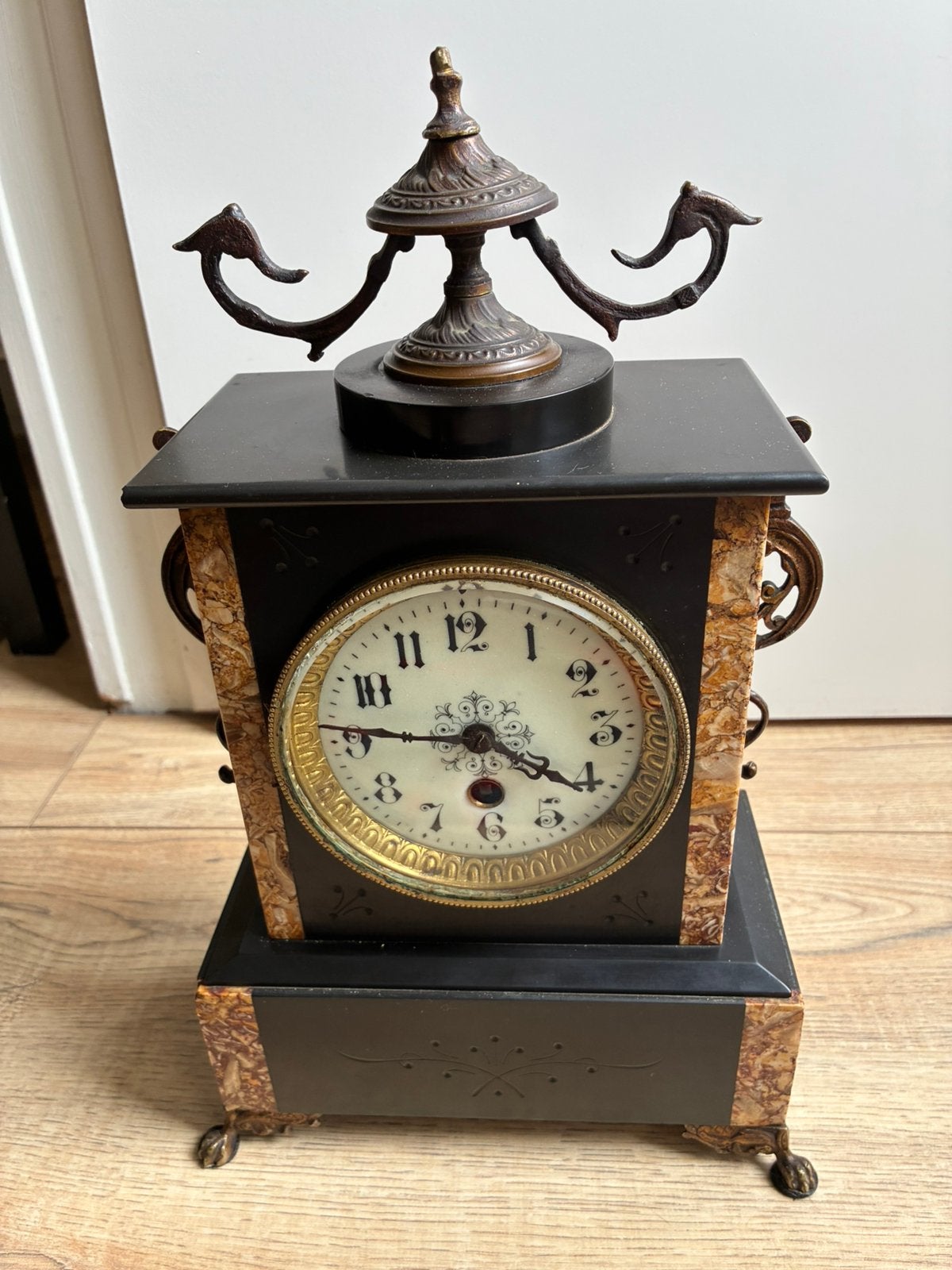 Antieke marmeren schoorsteenklok, Antiek en Kunst, Ophalen