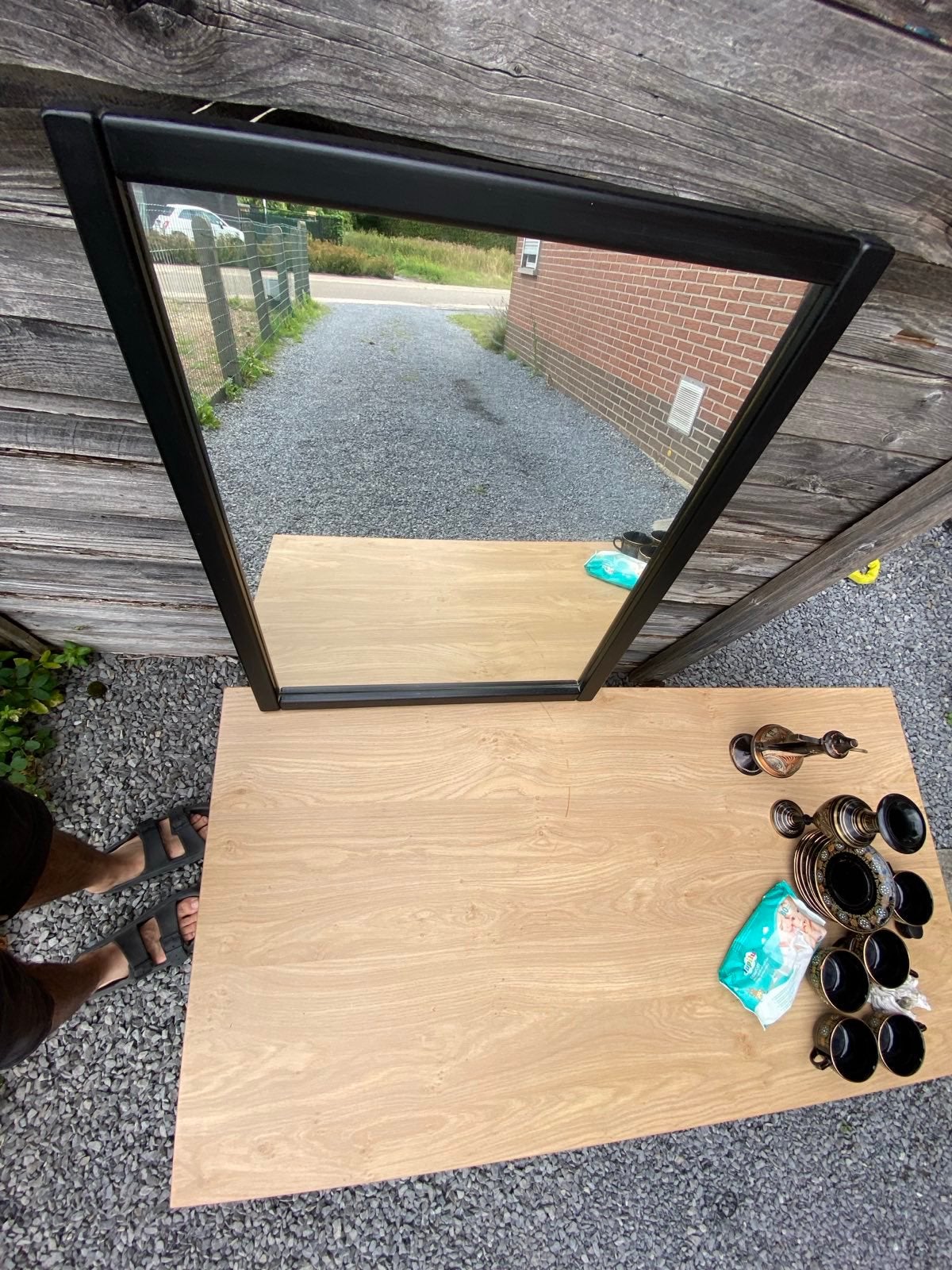 Miroir avec cadre en bois noir, Maison & Meubles, Accessoires pour la Maison | Miroirs, Enlèvement, Comme neuf