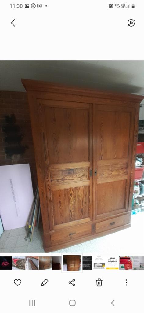 Prachtige oude kast in pichpine hout, Ophalen