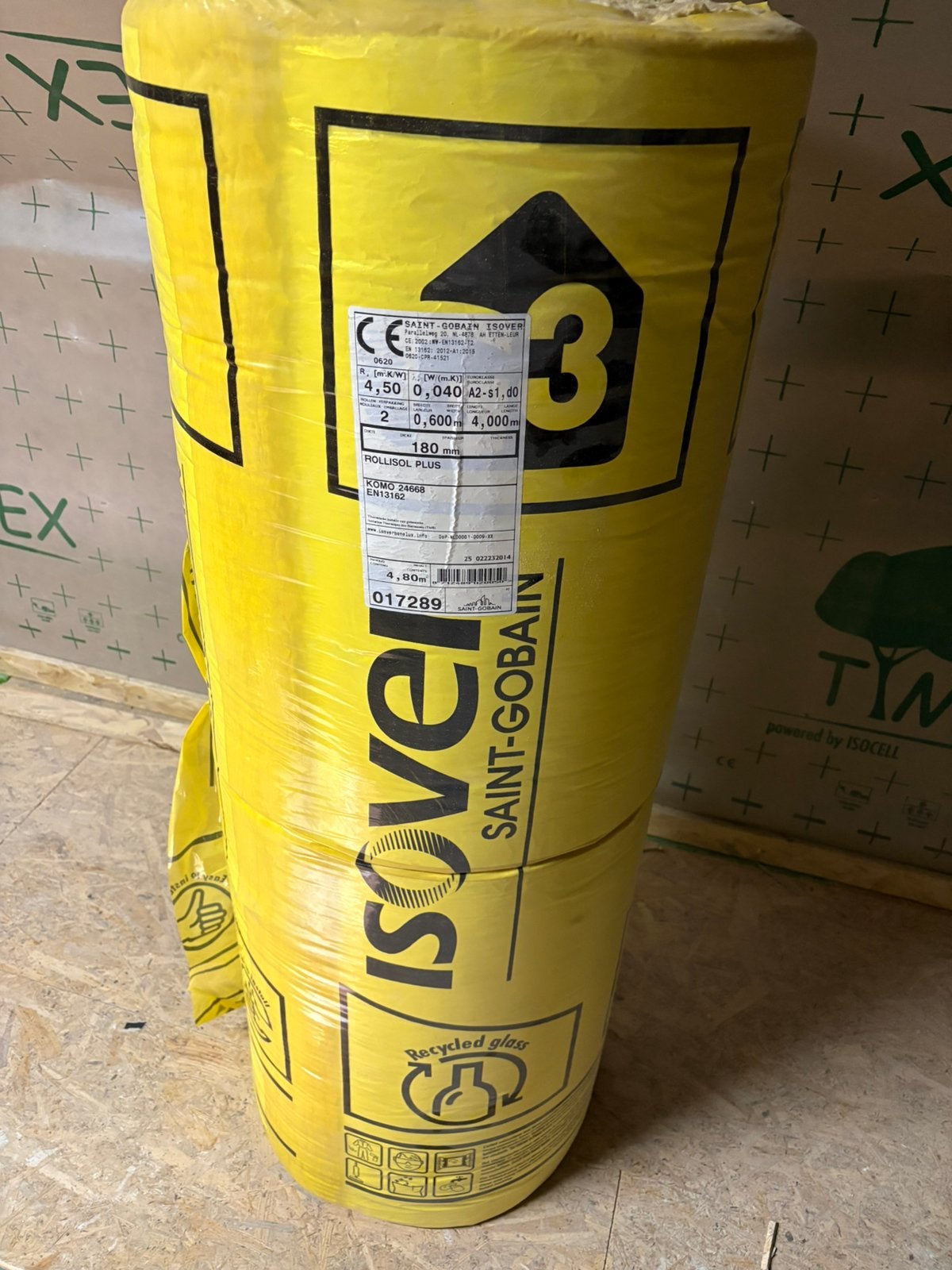 Isolatie Isover 18 cm 4,8m2, 12 cm of meer, Nieuw, Minder dan 5 m², Glaswol