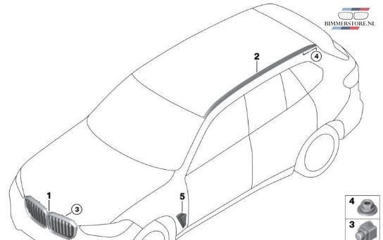 Dakrail daklijst dakdrager roof rail Links silver, satin-fin, Neuf, -, -, -