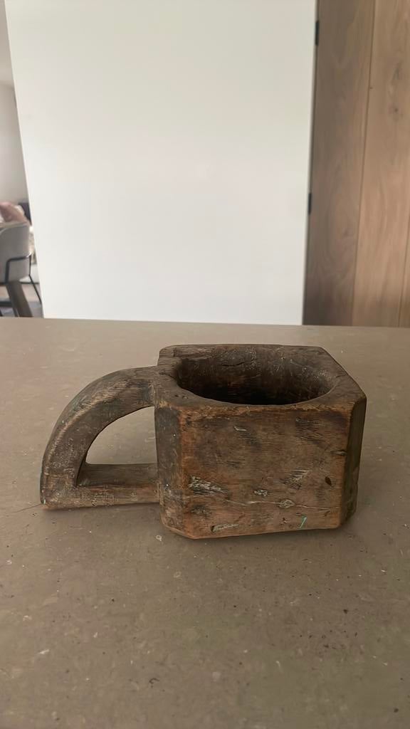 Houten vijzel met handvat hoffz stijl landelijk  puur, Ophalen of Verzenden, Hout