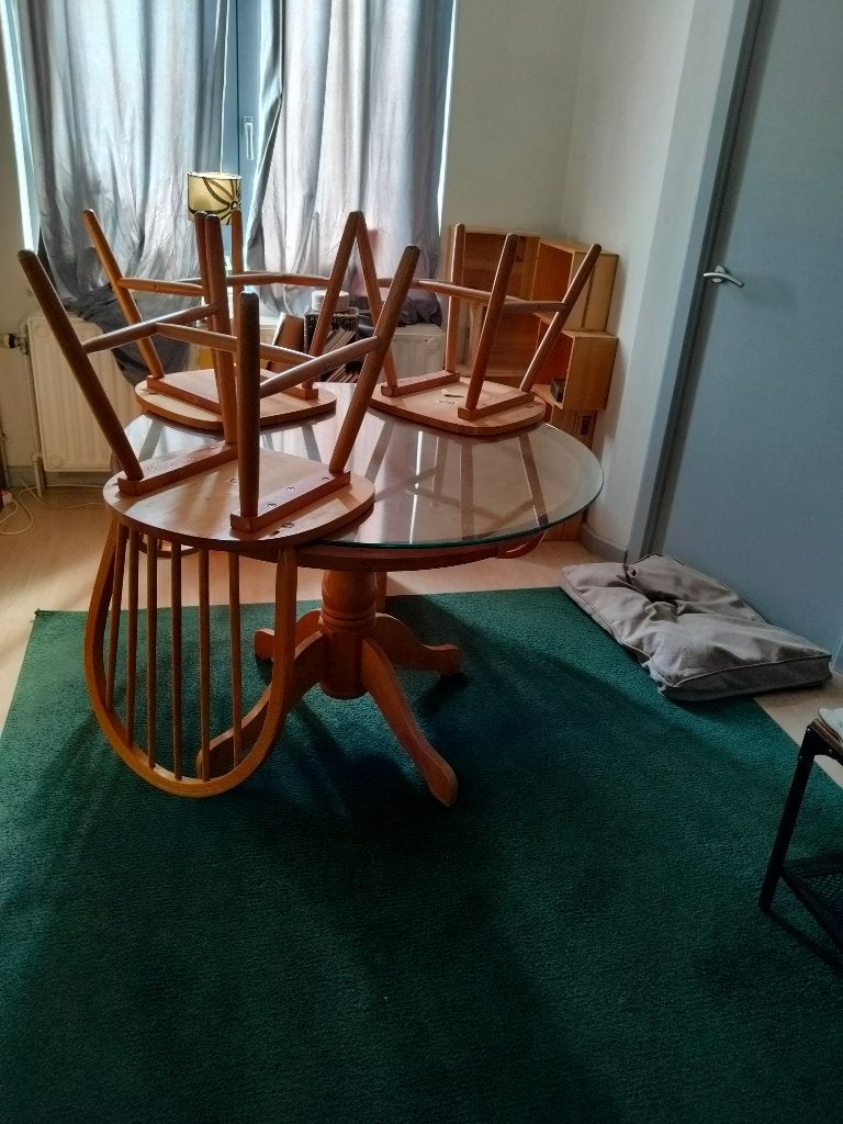 Ronde tafel, Huis en Inrichting, Ophalen, Gebruikt, Rond, Glas