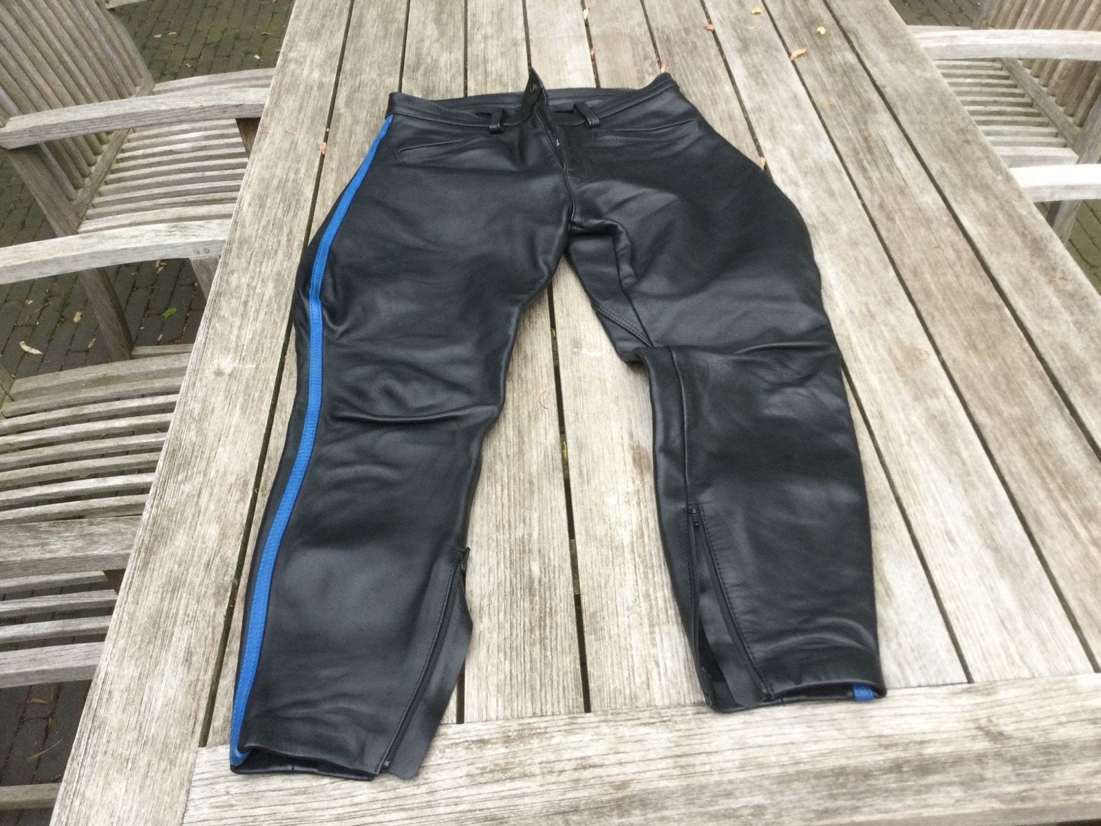 Leder broek breed 42 lengte 95, Ophalen of Verzenden, Zo goed als nieuw, Maat 52/54 (L), Zwart