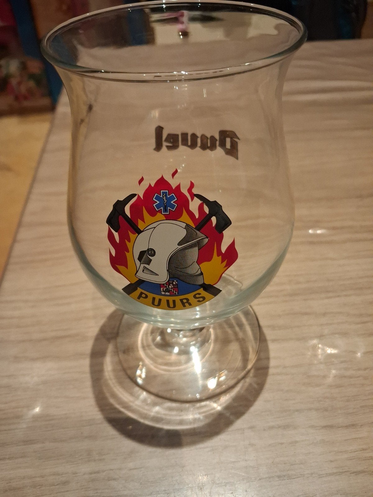 Duvel glas Brandweer Puurs, Verzamelen, Ophalen of Verzenden, Nieuw, Glas of Glazen, Duvel