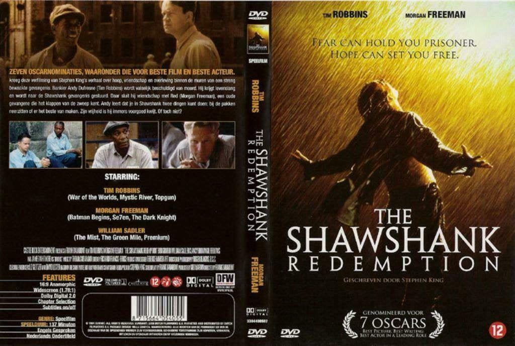 DVD: The Shawshank Redemption (Tim Robbins, Morgan Freeman), Enlèvement, Comme neuf, Anglais, Néerlandais