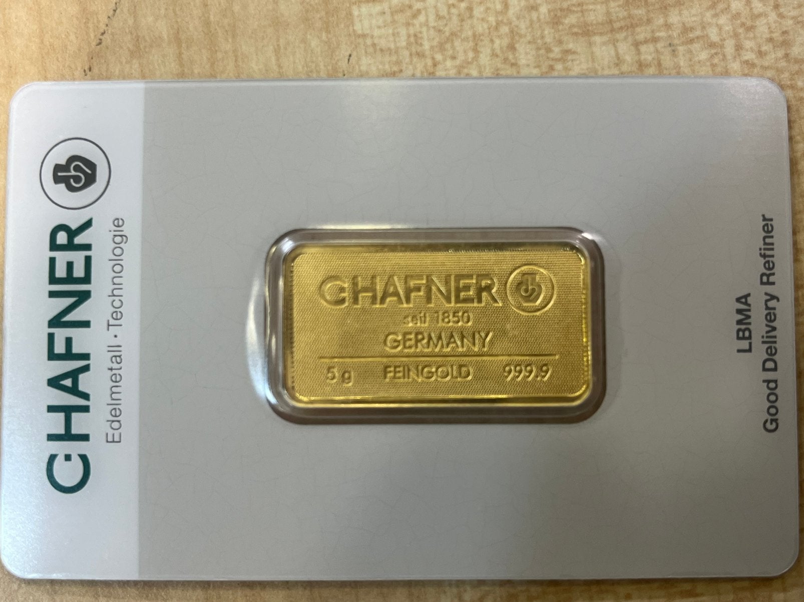 Goudbaar 5 gram puur voor 999,9!, Postzegels en Munten, Edelmetalen en Baren, Ophalen of Verzenden, Goud