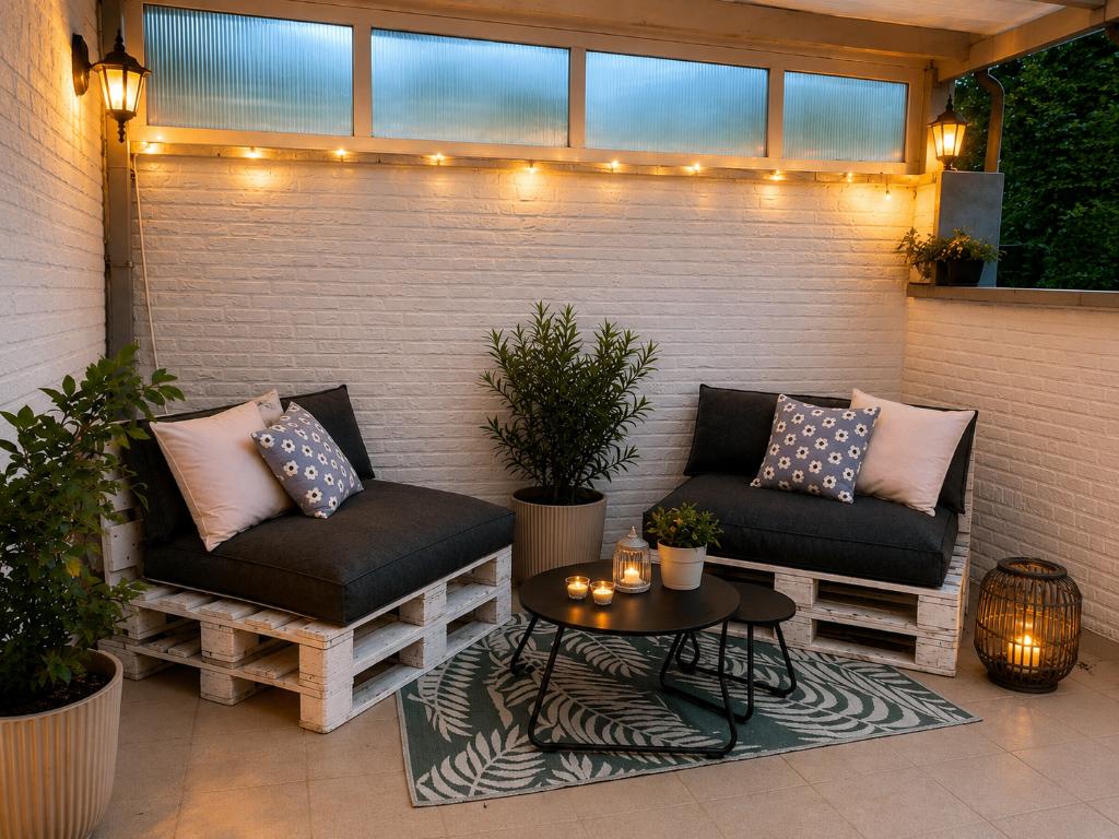 Complete pallet loungeset, Ophalen, 4 zitplaatsen, Bank, Zo goed als nieuw