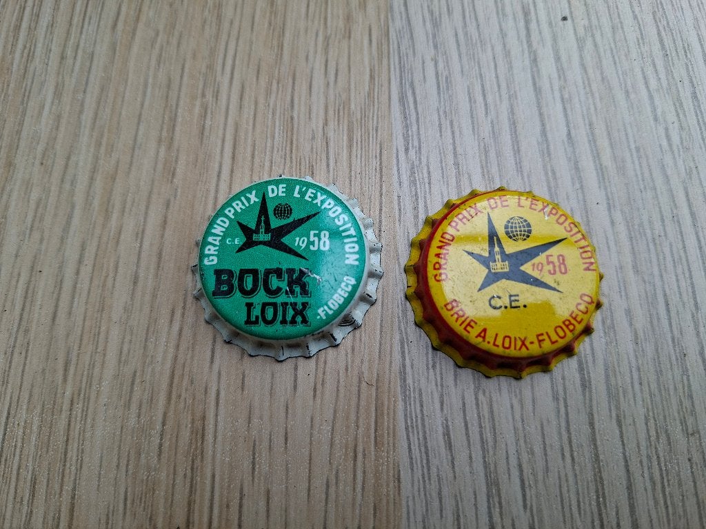 2 oude capsules Expo 58 Brouwerij loix Flobecq, Verzenden, Zo goed als nieuw, Overige typen, Overige merken