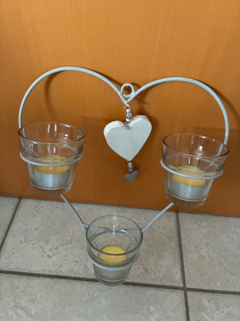Décoration coeur à suspendre avec 3 supports en verre +3 b, Gris, Enlèvement ou Envoi, Autres marques, Utilisé