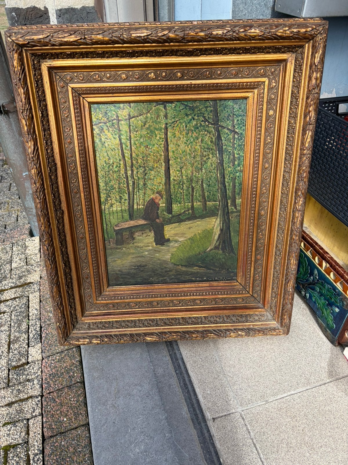 Antiek schilderij gesigneerd, Ophalen