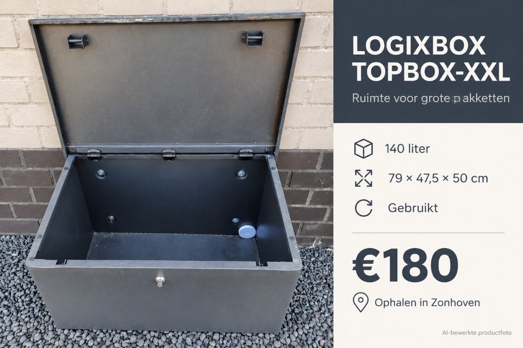 Logixbox Topbox-XXL pakketbox 140 L – Antraciet, Ophalen, Gebruikt, Staal, Staande brievenbus
