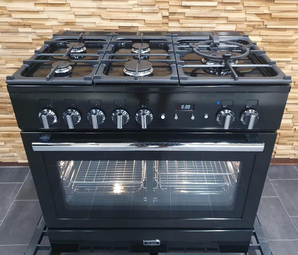 🔥Luxe Falcon Professional plus FX Fornuis 90cm zwart rvs, Ophalen, 60 cm of meer, Zo goed als nieuw, Energieklasse A of zuiniger